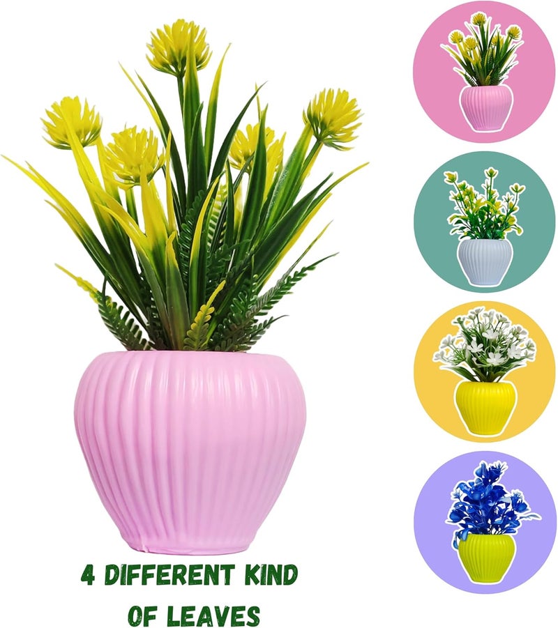 Flora Planet ® Artificial Plants Pack of 4 | Multi Variety | Durable Plastic | Ideal for Hassle-Free Home Decor and Wall Decor | 6 cm X 15 cm | Perfect Home Decor Items - Image 4