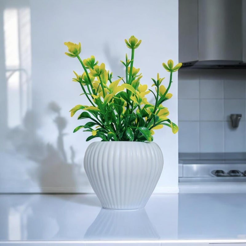 Flora Planet ® Artificial Plants Pack of 4 | Multi Variety | Durable Plastic | Ideal for Hassle-Free Home Decor and Wall Decor | 6 cm X 15 cm | Perfect Home Decor Items - Image 3