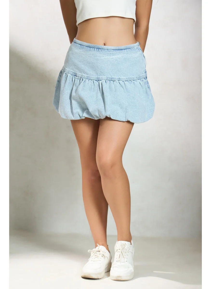 فيرجيو Virgio Women Cotton Mini Length Solid Skirt