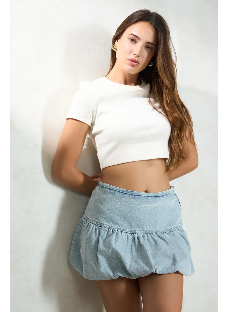 فيرجيو Virgio Women Cotton Mini Length Solid Skirt