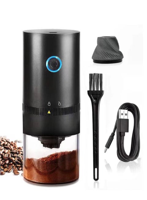 Portable Electric Burr Coffee Grinder,Electric Coffee Grinder,Adjustable Coarseness Grind,with Multi-Grind Settings for French Press Espresso, USB Rechargeable Travel Coffee Maker black