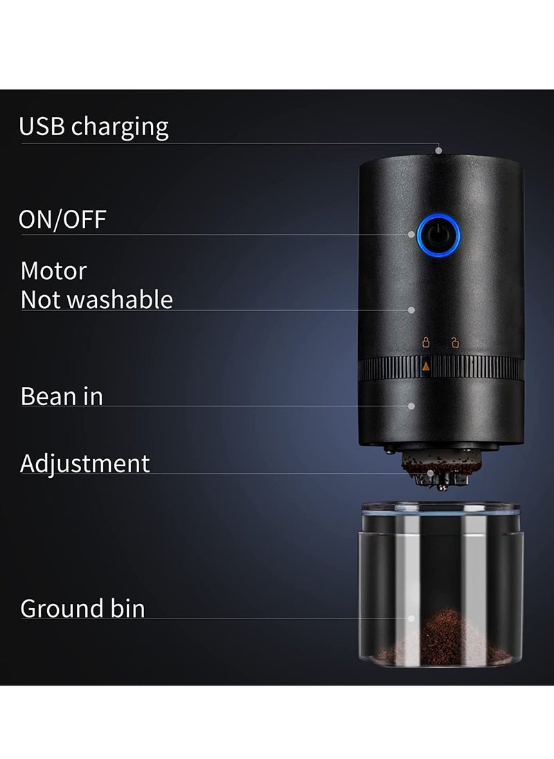 Generic Portable Electric Burr Coffee Grinder,Electric Coffee Grinder,Adjustable Coarseness Grind,with Multi-Grind Settings for French Press Espresso, USB Rechargeable Travel Coffee Maker black  - Image 5