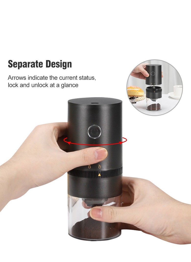 Generic - Portable Electric Burr Coffee Grinder,Electric Coffee Grinder,Adjustable Coarseness Grind,with Multi-Grind Settings for French Press Espresso, USB Rechargeable Travel Coffee Maker black - Image 1