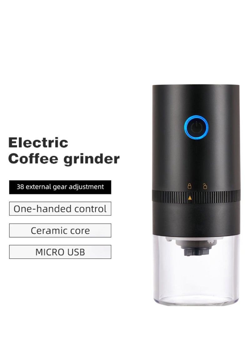 Generic - Portable Electric Burr Coffee Grinder,Electric Coffee Grinder,Adjustable Coarseness Grind,with Multi-Grind Settings for French Press Espresso, USB Rechargeable Travel Coffee Maker black - Image 1