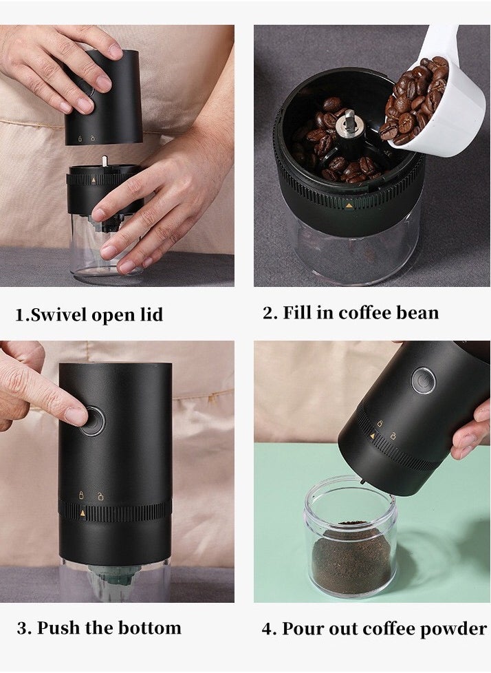 Generic - Portable Electric Burr Coffee Grinder,Electric Coffee Grinder,Adjustable Coarseness Grind,with Multi-Grind Settings for French Press Espresso, USB Rechargeable Travel Coffee Maker black - Image 1