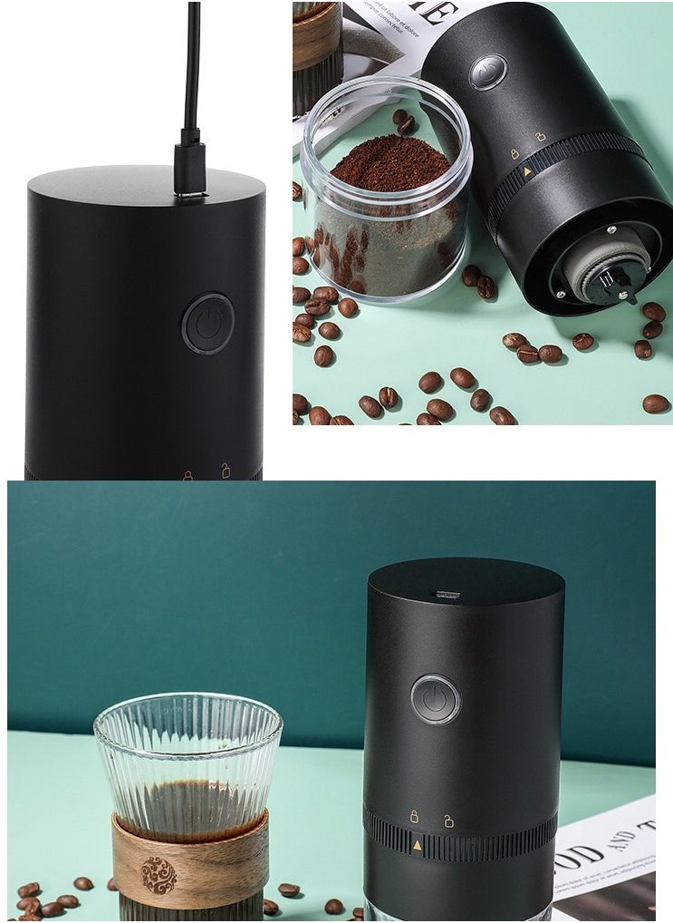 Generic - Portable Electric Burr Coffee Grinder,Electric Coffee Grinder,Adjustable Coarseness Grind,with Multi-Grind Settings for French Press Espresso, USB Rechargeable Travel Coffee Maker black - Image 1