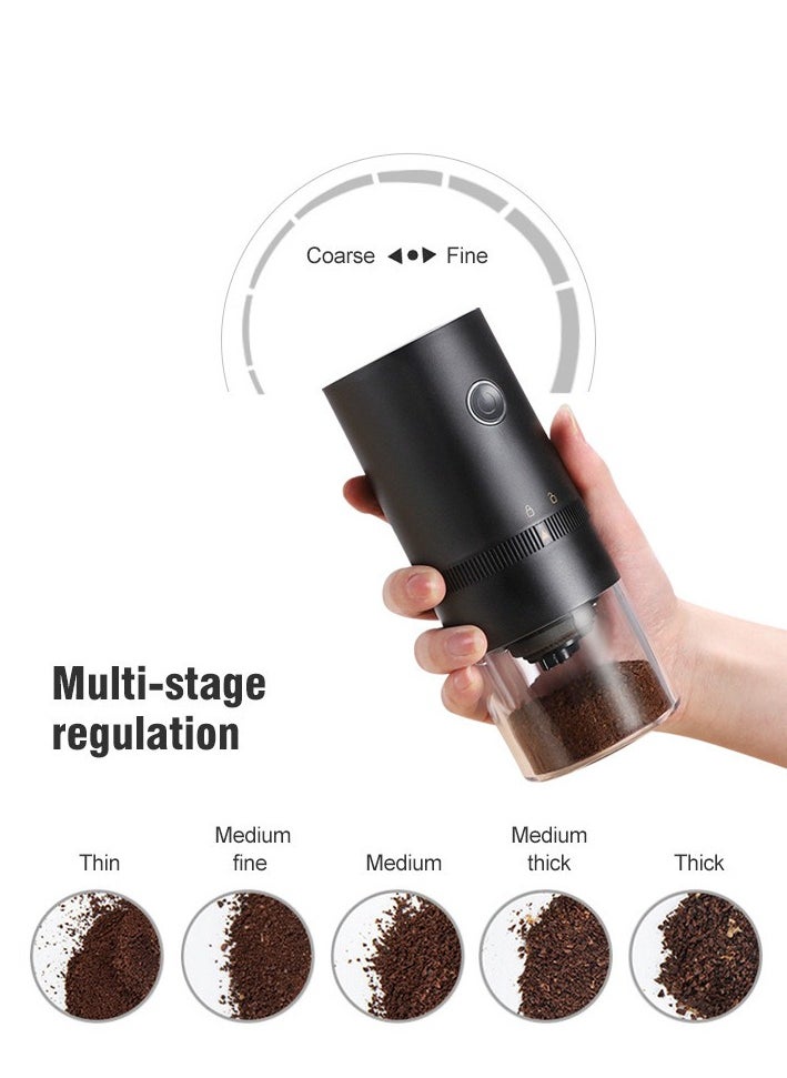 Generic - Portable Electric Burr Coffee Grinder,Electric Coffee Grinder,Adjustable Coarseness Grind,with Multi-Grind Settings for French Press Espresso, USB Rechargeable Travel Coffee Maker black - Image 1