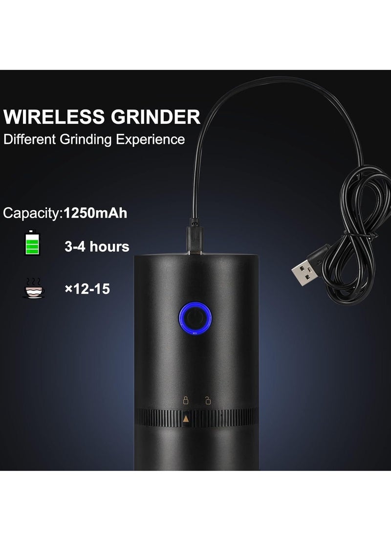 Generic - Portable Electric Burr Coffee Grinder,Electric Coffee Grinder,Adjustable Coarseness Grind,with Multi-Grind Settings for French Press Espresso, USB Rechargeable Travel Coffee Maker black - Image 1