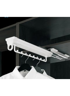 Pull Out Sliding Clothes Hanger Rack Wardrobe Storage System Cushioning Feature Top Mounted Hangers Color White
