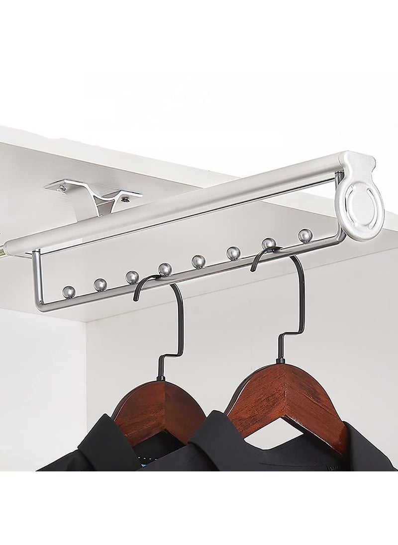 DBR - Pull Out Sliding Clothes Hanger Rack Wardrobe Storage System Cushioning Feature Top Mounted Hangers Color White - Image 1