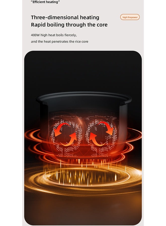 داكس طباخة أرز ذكية سعة 2 لتر مع مؤقت قابل للبرمجة 24 ساعة، طهي دقيق بـ7 مراحل، وعاء مزدوج غير لاصق، متعددة الوظائف مع 10 قوائم مسبقة، خالية من BPA، وظيفة الحفاظ على الدفء، تصميم مدمج للأسر الصغيرة - Image 4