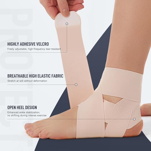 Domaste Ultra Thin Ankle Wraps Ankle Brace for Men Women Adjustable Ankle Straps for Arch Sprained Foot Tendinitis Football Basketball RunningMisty Rose Pack of 1 - Image 5