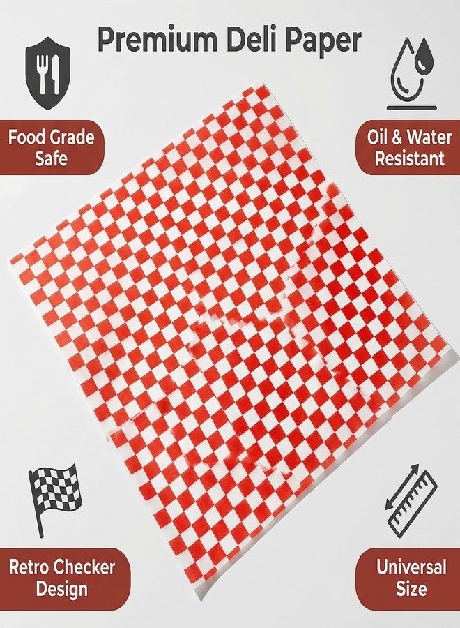 ericotry 100Sheets Red and White Checkered Wax Paper Food Wrap Paper Deli Paper Grease Resistant Liner Papers for Wrapping Bread and Sandwiches etc - Image 3