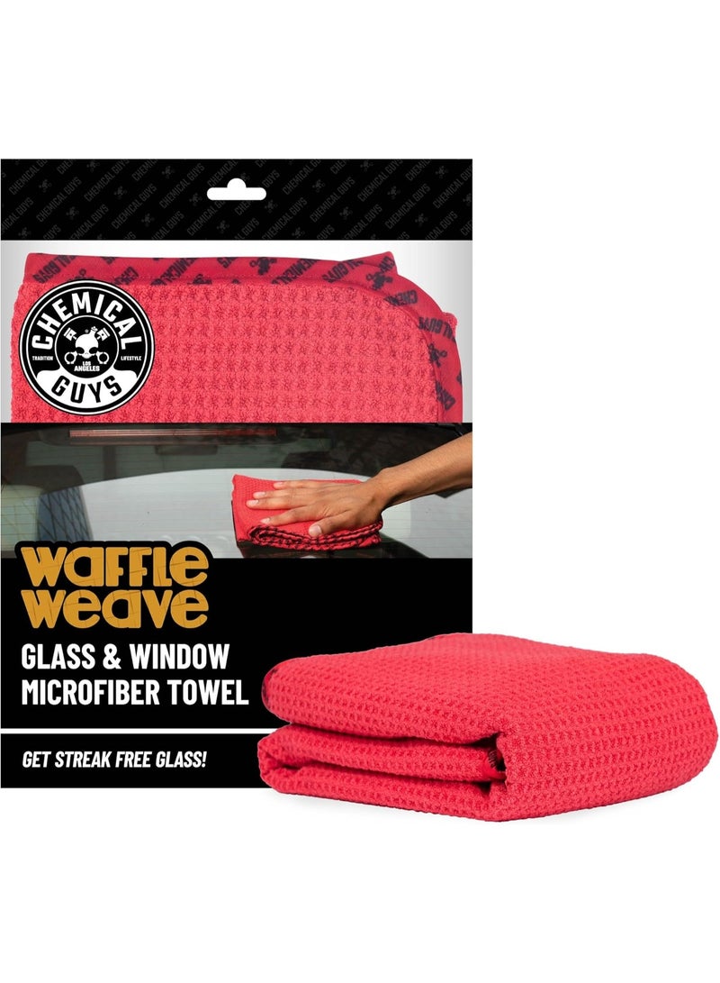 Chemical Guys Chemical Guys MIC707 Waffle Weave Glass and Window Microfiber Towel, Red (24" x 16") - Image 1