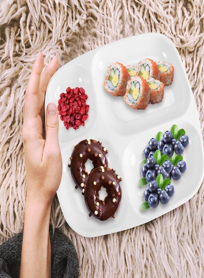 DOITOOL أطباق دويدول الخزفية المقسمة للبالغين 4 أقسام صحن طعام بلاستيكي فاصل صحن فاصل طعام سلطة وجبة سريعة صينية عشاء للتحكم في الحصص - Image 2