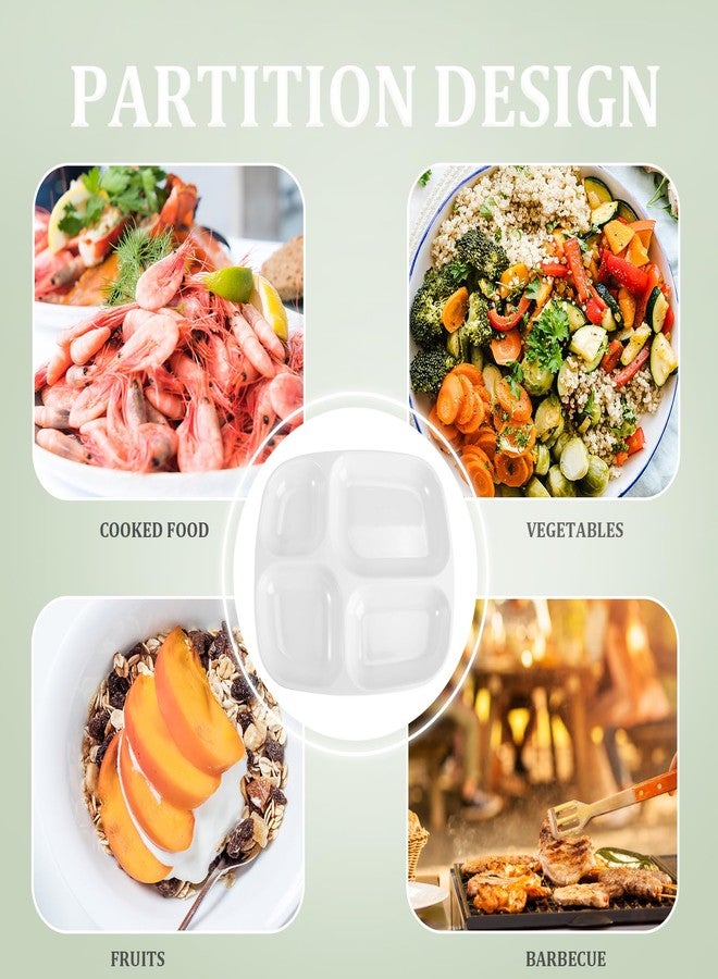 DOITOOL أطباق دويدول الخزفية المقسمة للبالغين 4 أقسام صحن طعام بلاستيكي فاصل صحن فاصل طعام سلطة وجبة سريعة صينية عشاء للتحكم في الحصص - Image 4