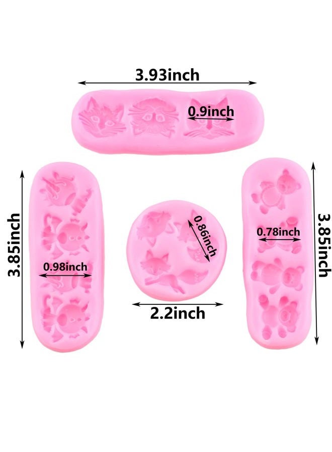 Mujiang Cat Head Fox Unicorn Bear Silicone Fondant Molds For Sugar Gum Paste Candy Chocolate Cake Decorating Set Of 4 - Image 2