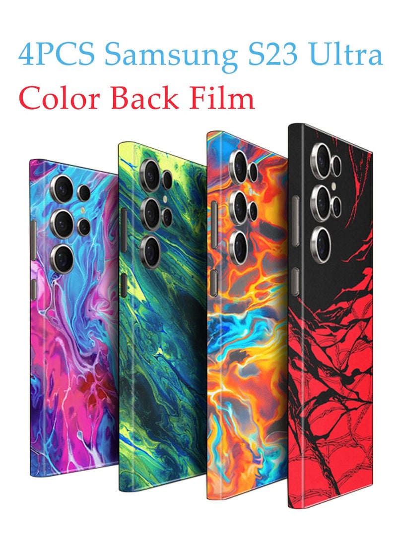 4 PCS Samsung Galaxy S23 Ultra Back Screen Protector Ultra Thin 3D Protective Film,Protective Films for Smartphones,3M Material Color Sticker Back Sticker for Samsung Galaxy S23 Ultra - Image 1