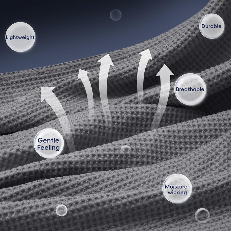 PHF Pre-Washed Cotton Waffle Weave Blanket Twin Size 168 m x 228 Cm for Bed, Snag Proof Throw Blanket for Couch Spring Summer Lightweight Breathable,Oeko-TEX Certified, Machine Washable, Home Decor Gift-Charcoal - Image 4