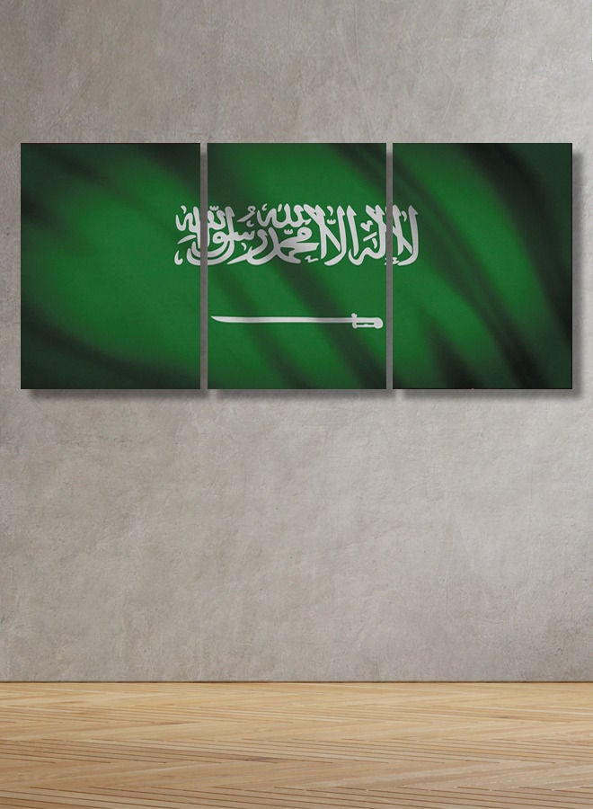 Marktna Decorative Wall Art Painting with a Saudi flag Design,3 Pieces,Size 120x60cm - Image 1