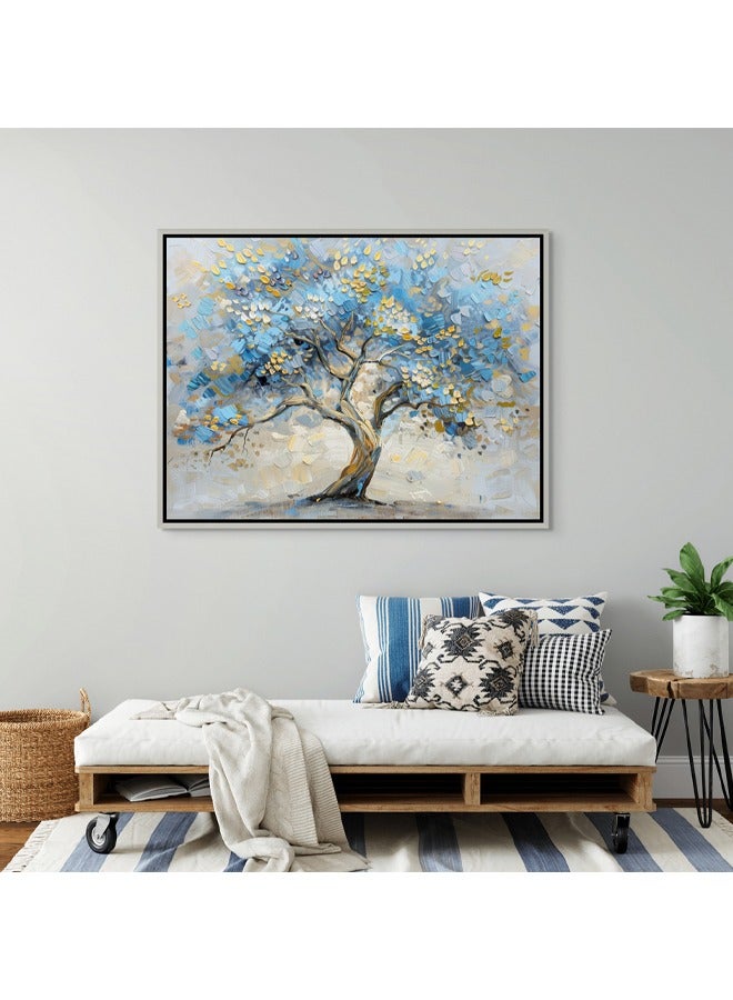 آرت دیکور  ديكور فني مؤطر قماش جدار الفن من شجرة زرقاء المناظر الطبيعية طبيعة الفن طباعة جدار ديكور للمنزل مكتب غرفة المعيشة غرفة نوم الهدايا - Image 3