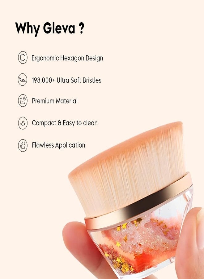 Gleva Crystal Makeup Brush, Kabuki Hexagon Face Blush Liquid Powder Foundation Brush for Blending Liquid, Cream or Flawless Powder Cosmetics with Protective Case (Gold) - Image 2