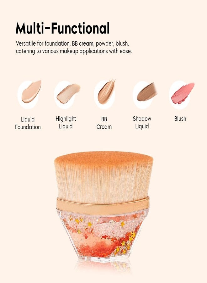 Gleva Crystal Makeup Brush, Kabuki Hexagon Face Blush Liquid Powder Foundation Brush for Blending Liquid, Cream or Flawless Powder Cosmetics with Protective Case (Gold) - Image 5