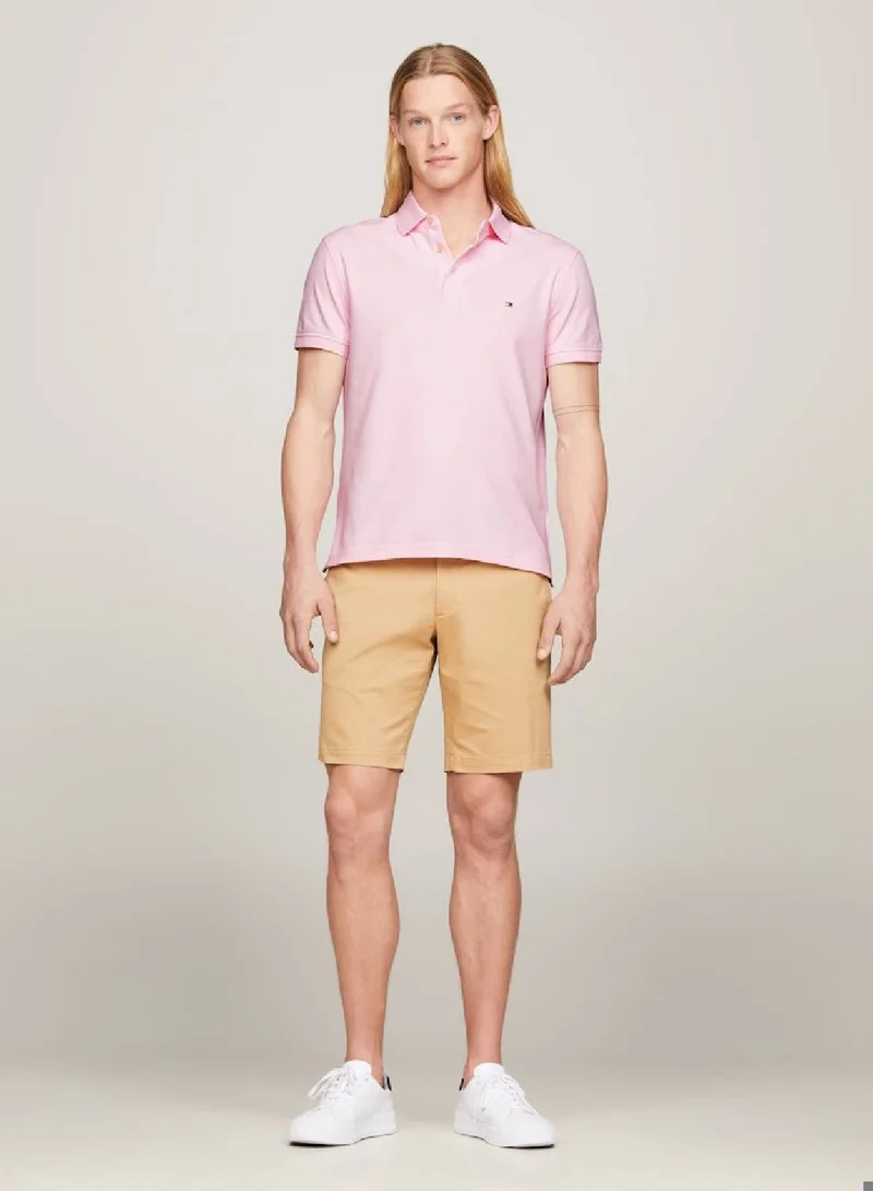 TOMMY HILFIGER Men's 1985 Collection Flag Embroidery Slim Polo -  Stretch organic cotton, Pink
