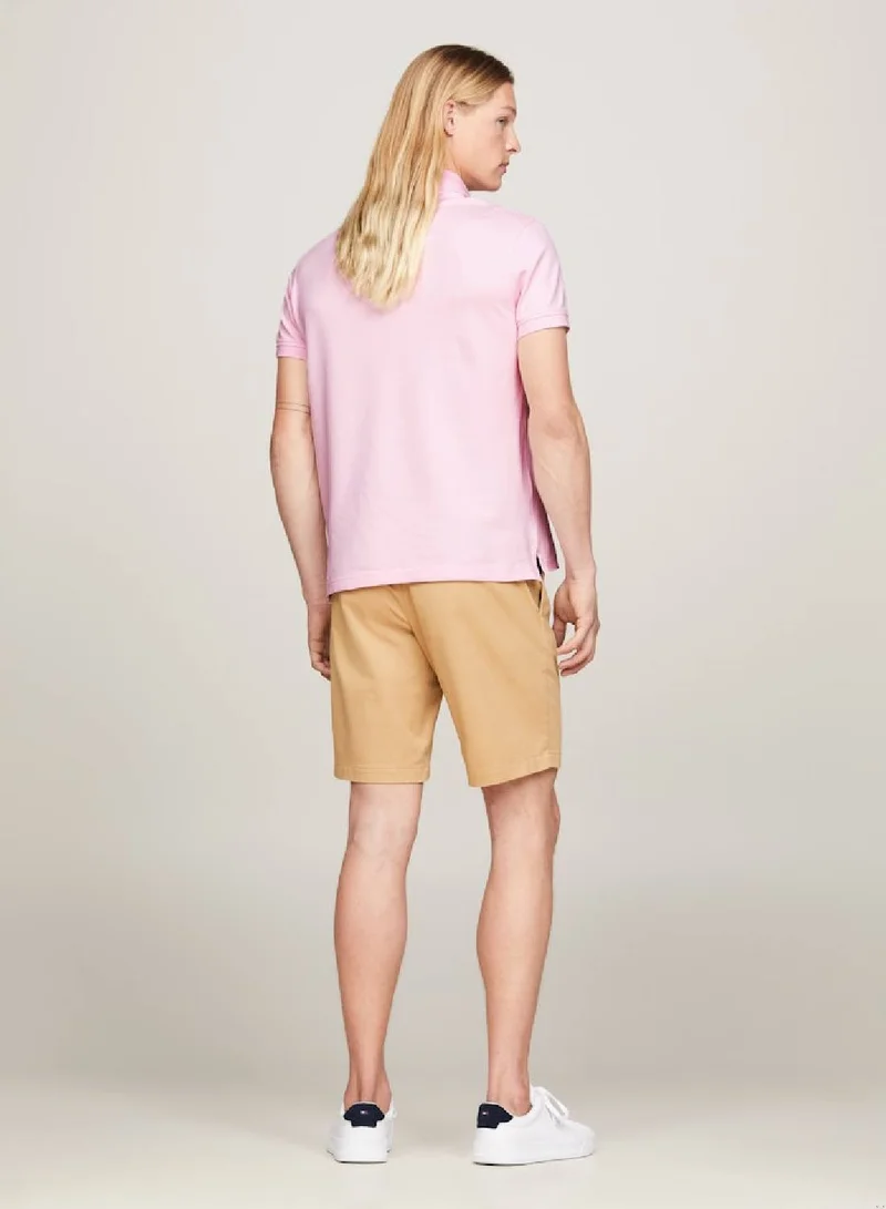 TOMMY HILFIGER Men's 1985 Collection Flag Embroidery Slim Polo -  Stretch organic cotton, Pink