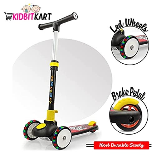 KIDBITKART Scooter for Kids, 3 Wheel Kids Scooter Smart Kick Scooter with Foldable & Height Adjustable Handle & Extra-Wide LED PU Wheels & Brake, Skate Scooter for Kids - Image 2