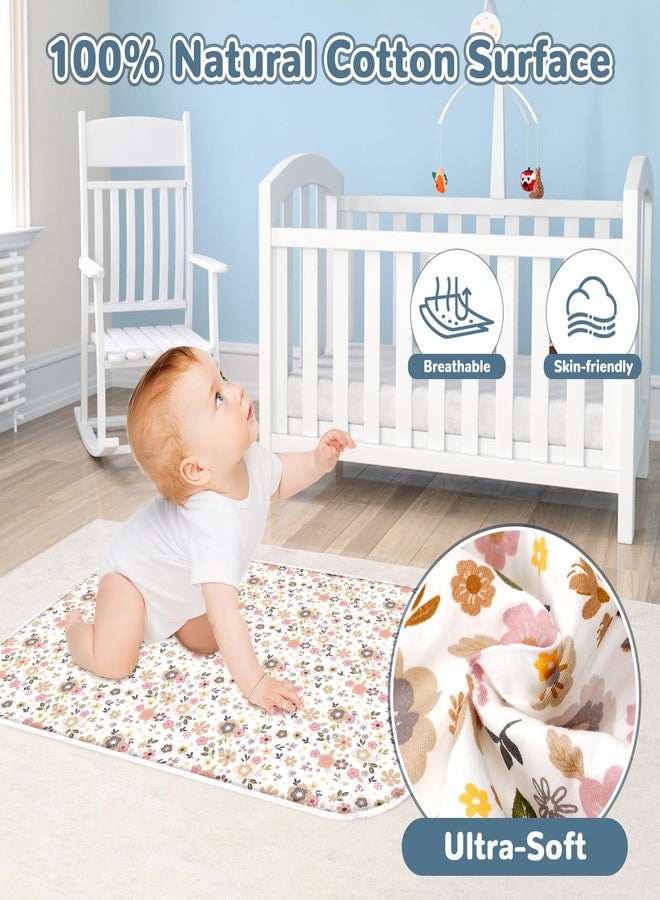 Coinarin Baby Diaper Changing Pad – 31.5" x 21.5" Extra Large Waterproof Absorbent Portable Changing Mat, Reusable Changing Pad Liner for Travel or at Home Use(Floral2) - Image 2