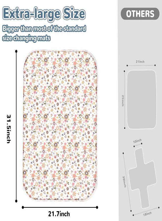Coinarin Baby Diaper Changing Pad – 31.5" x 21.5" Extra Large Waterproof Absorbent Portable Changing Mat, Reusable Changing Pad Liner for Travel or at Home Use(Floral2) - Image 3