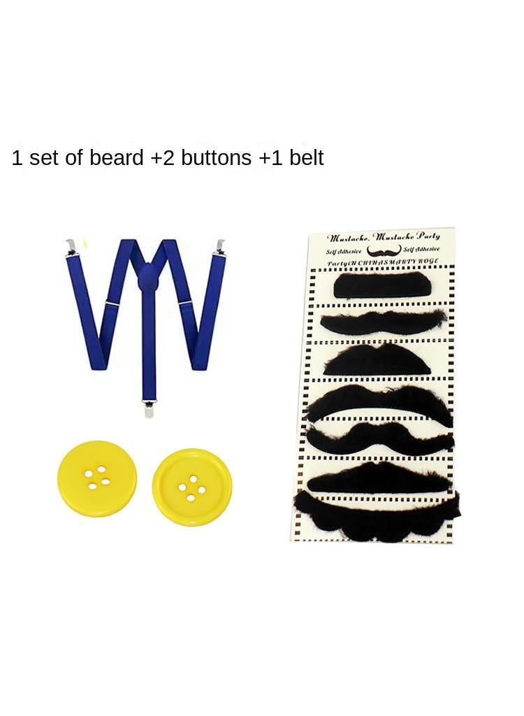 Super Mario Anime Game Beard Set+2 Buttons+1 Strap - Image 1