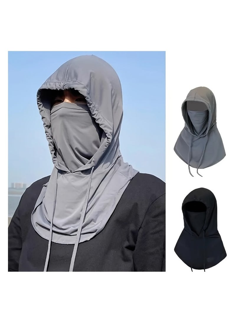 Generic Unisex Full Face Mask Hat Integrated Neck Guard Breathable Cycling Hood Ice Silky Scarf - Outdoor Sports Gear, Sunscreen Face Covering, Hand Washable, Black, Clothing | Versatile Headgear | Breathable Fabri  - Image 2