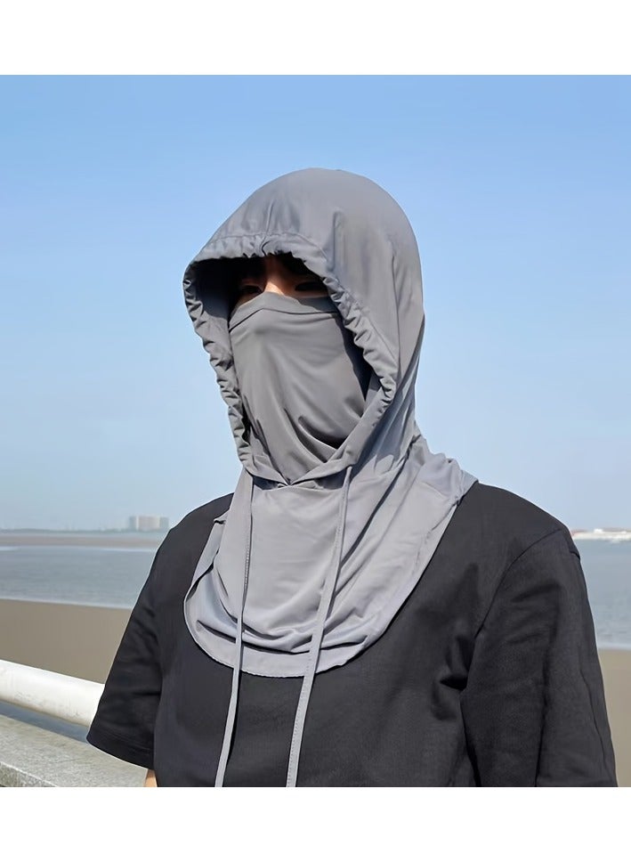 Generic Unisex Full Face Mask Hat Integrated Neck Guard Breathable Cycling Hood Ice Silky Scarf - Outdoor Sports Gear, Sunscreen Face Covering, Hand Washable, Black, Clothing | Versatile Headgear | Breathable Fabri  - Image 1