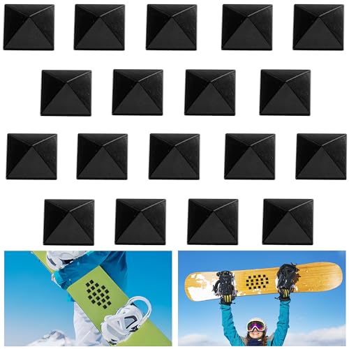 Shupakul 18 Pcs Snowboard Stomp Pads- Pyramid Studs Snowboard Grip Stomp Pad- Anti-Slip Ski Snowboard Stomp Pad Mat, Provides Extra Grip for Snowboarding (Black) - Image 1