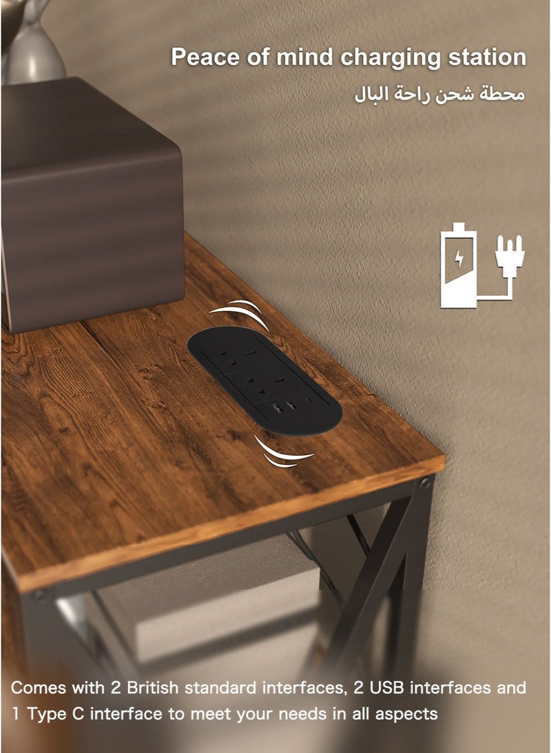 AnneFish 100*35*90cm Console Table with Power Outlet Adjustable Sofa Table with  Storage Shelf and Entryway Table for Couch Hallway Entrance Living Room - Image 2