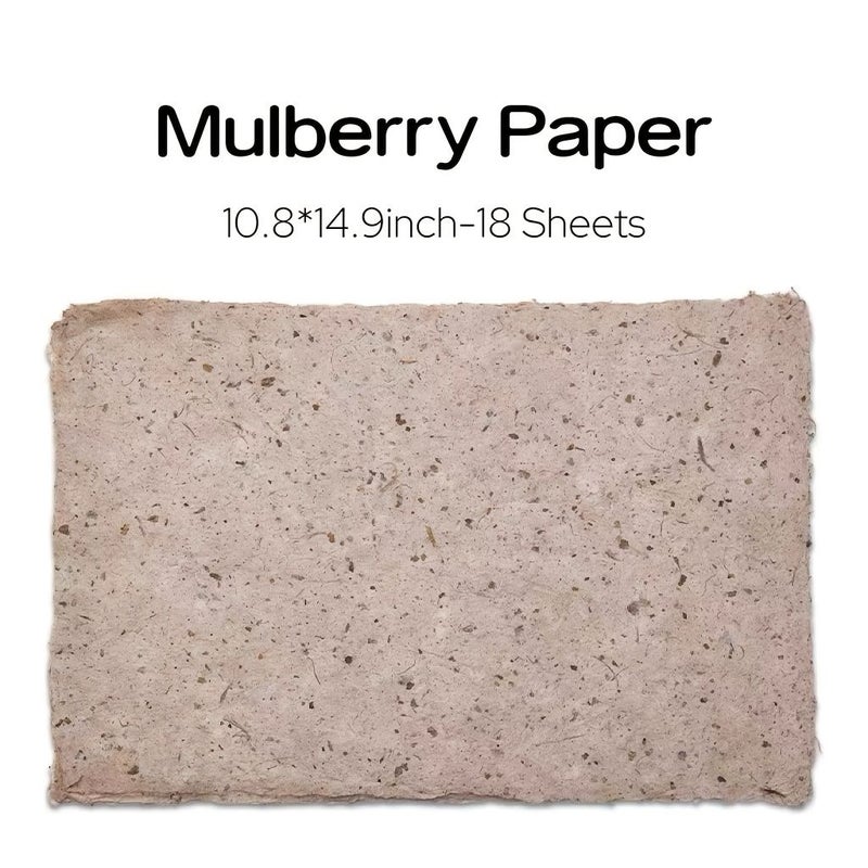 Handmade Natural Mulberry Paper 18 Sheets for Calligraphy Painting and Gift Wrapping - Image 3
