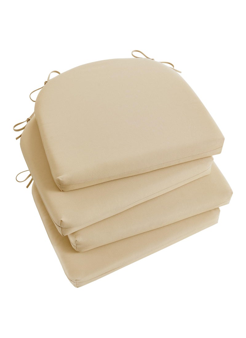 Basic Beyond Basic Beyond Outdoor Chair Cushions Set of 4 Outdoor Cushions for Patio Furniture Water Resistant Patio Chair Cushions with 2 Ties 17x16x2 Beige 