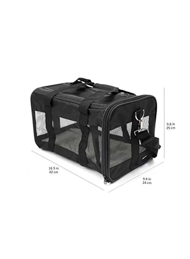 Medium Soft-Sided Mesh Pet Airline Travel Carrier Bag - 16.5 x 9.5 x 10 Inches, Black - Image 2