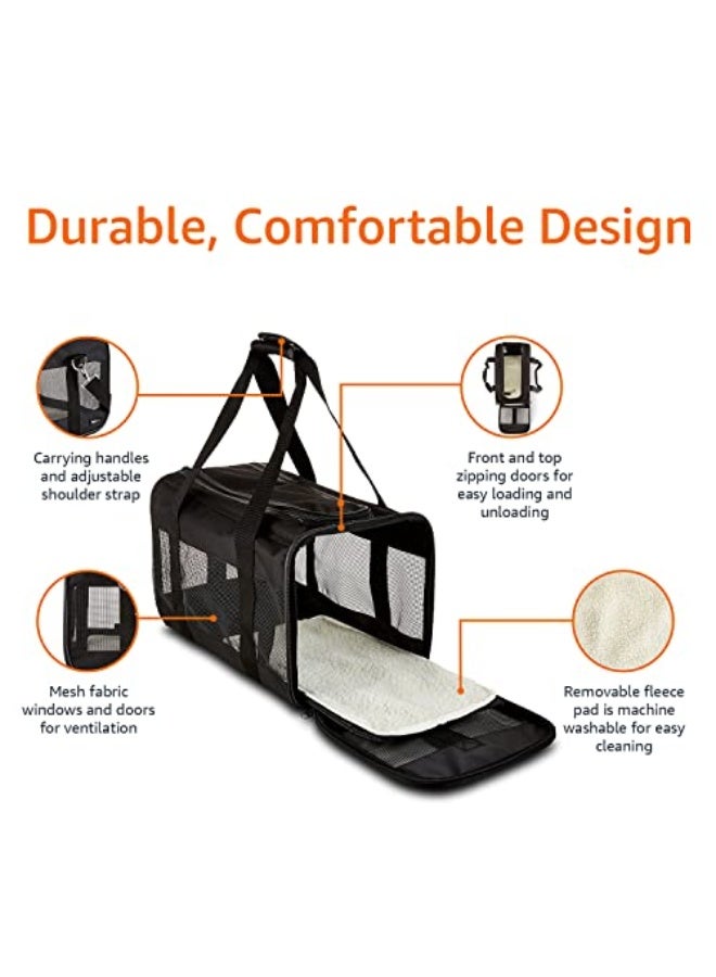 Medium Soft-Sided Mesh Pet Airline Travel Carrier Bag - 16.5 x 9.5 x 10 Inches, Black - Image 3