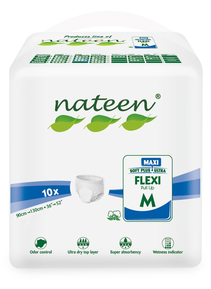 nateen Flexi Maxi Adult Diapers Pants,10 Count Adult Pull Ups,Incontinence Night Time Pull Up,Medium,Waist Size 90-130cm,Superior Comfort,Excellent Combination of Protection. (10 Count)  - Image 1
