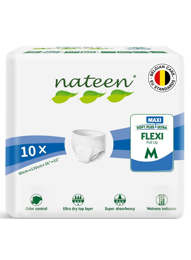 nateen Flexi Maxi Adult Diapers Pants,10 Count Adult Pull Ups,Incontinence Night Time Pull Up,Medium,Waist Size 90-130cm,Superior Comfort,Excellent Combination of Protection. (10 Count) - Image 1