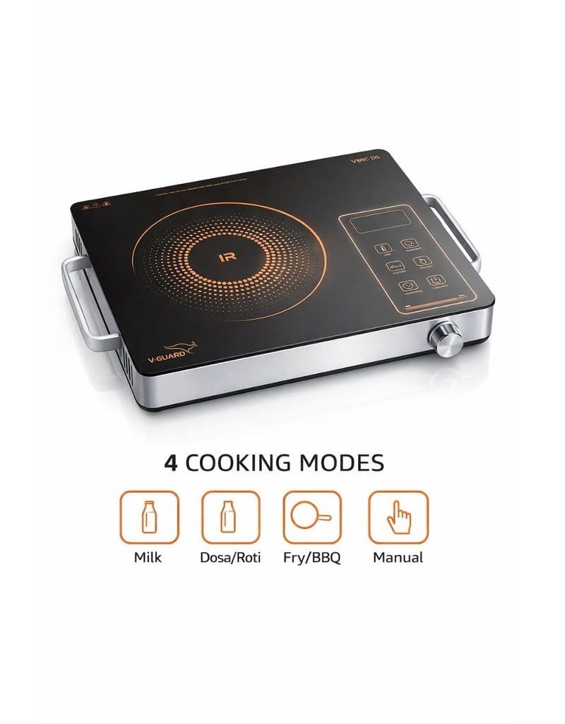 V-Guard Infrared Cooktop 2000w | Touch Control | Low/High Votage Cut off | 4KV Surge Protection | Compitable for all Cooking vessels| Digital Display |VIRC 05| - Image 3