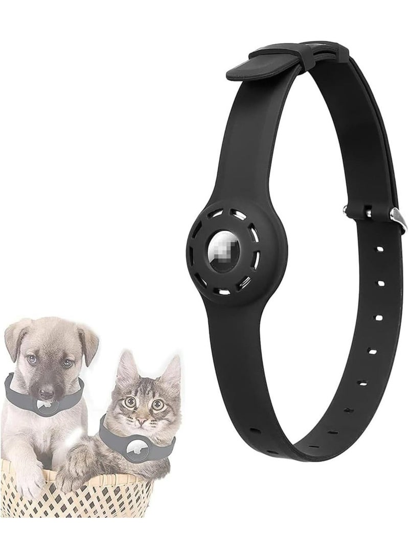 saykfoe 1 Pcs Compatible for Air-Tag Collar, Waterproof Silicone Anti-lost Cat and Dog Collar, Suitable for All Kinds of Cats, Dogs and Other Animals (Black, M(350*40*12*3mm))  - Image 1
