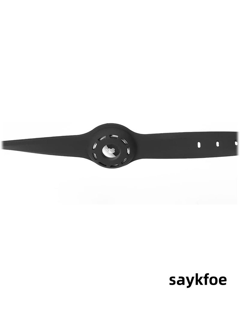 saykfoe 1 Pcs Compatible for Air-Tag Collar, Waterproof Silicone Anti-lost Cat and Dog Collar, Suitable for All Kinds of Cats, Dogs and Other Animals (Black, M(350*40*12*3mm))  - Image 2