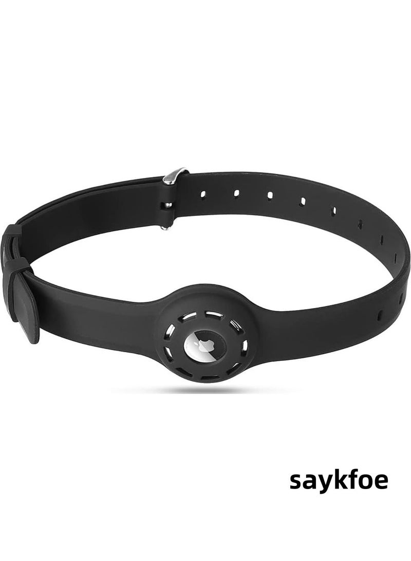 saykfoe 1 Pcs Compatible for Air-Tag Collar, Waterproof Silicone Anti-lost Cat and Dog Collar, Suitable for All Kinds of Cats, Dogs and Other Animals (Black, M(350*40*12*3mm))  - Image 3