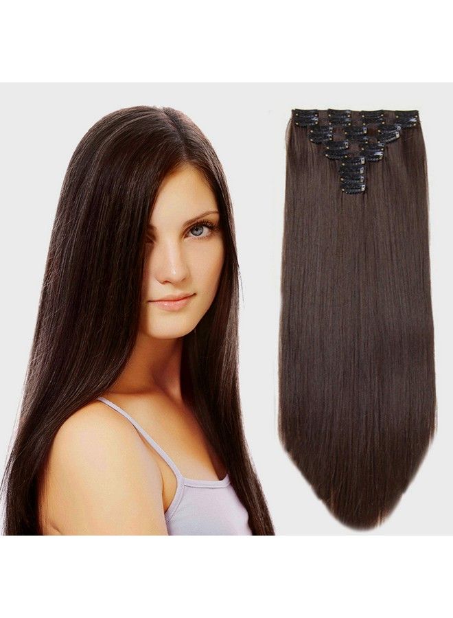 Rapidsflow 10Pc Synthetic Hair Extension For Women And Girls 28 Inch 200 (Straight Dark Brown 01) - Image 2