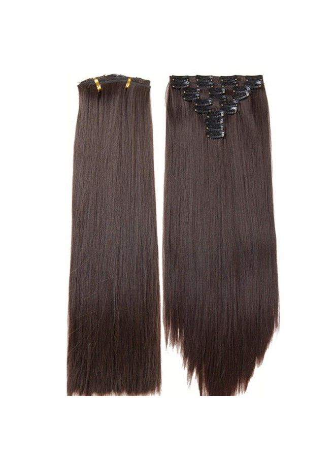 Rapidsflow 10Pc Synthetic Hair Extension For Women And Girls 28 Inch 200 (Straight Dark Brown 01) - Image 4