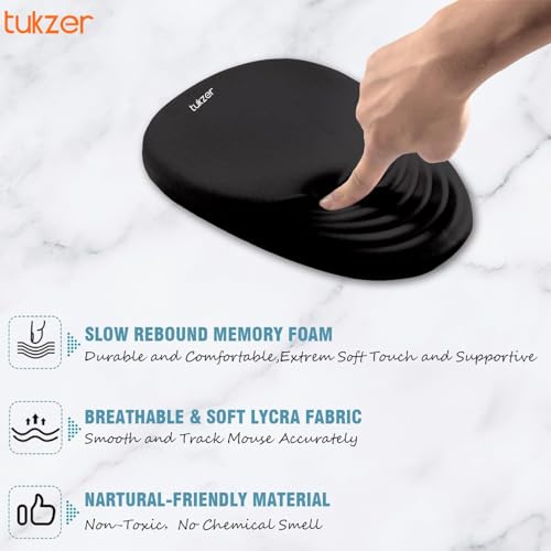 Tukzer Large Ergonomic Mouse Pad Wrist Support with Massage Design, Memory Foam, Non-Slip PU Base & Wrist Rest Pain Relief Mousepad for Desk, Gaming, Computer, Laptop, Home & Office (Jet Black) - Image 5